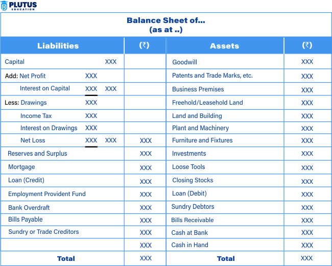 balance sheet format