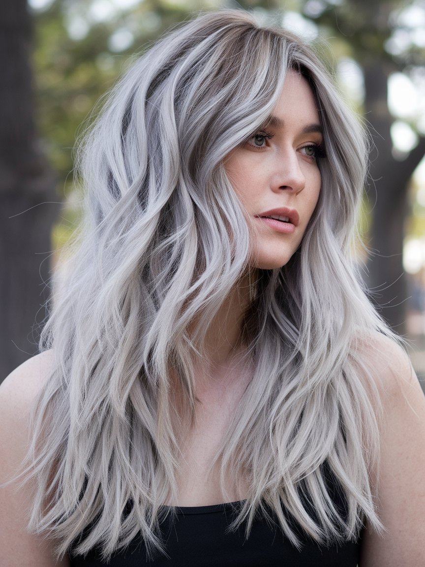 22. Ash Blonde With Platinum Highlights Waves