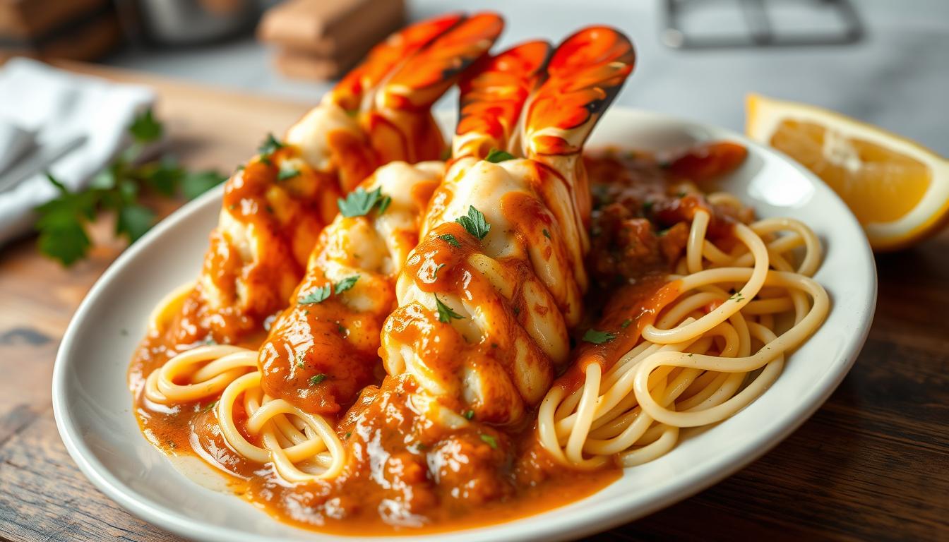 Lobster tails in sauce