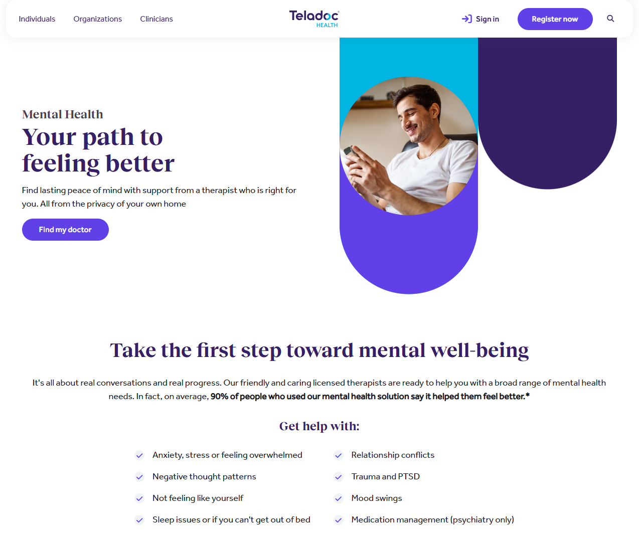 screenshot of teladoc website