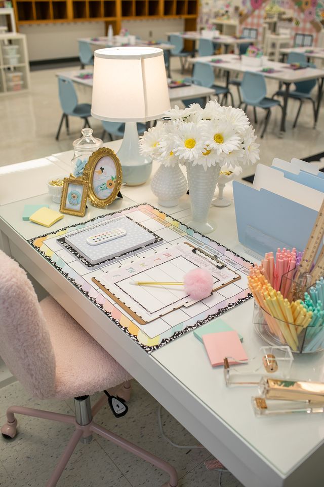 Teacher desk set up