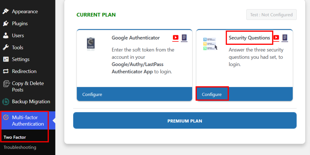 Configure Security Questions Feature