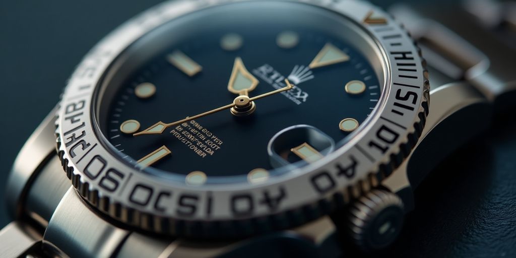 Modern Rolex watch with polished metal and vibrant dial.