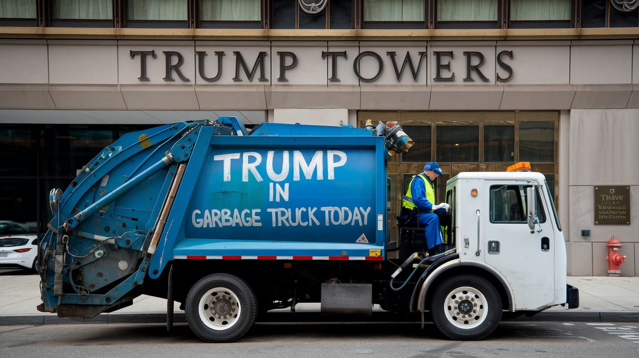 Trump in Garbage Truck Today
