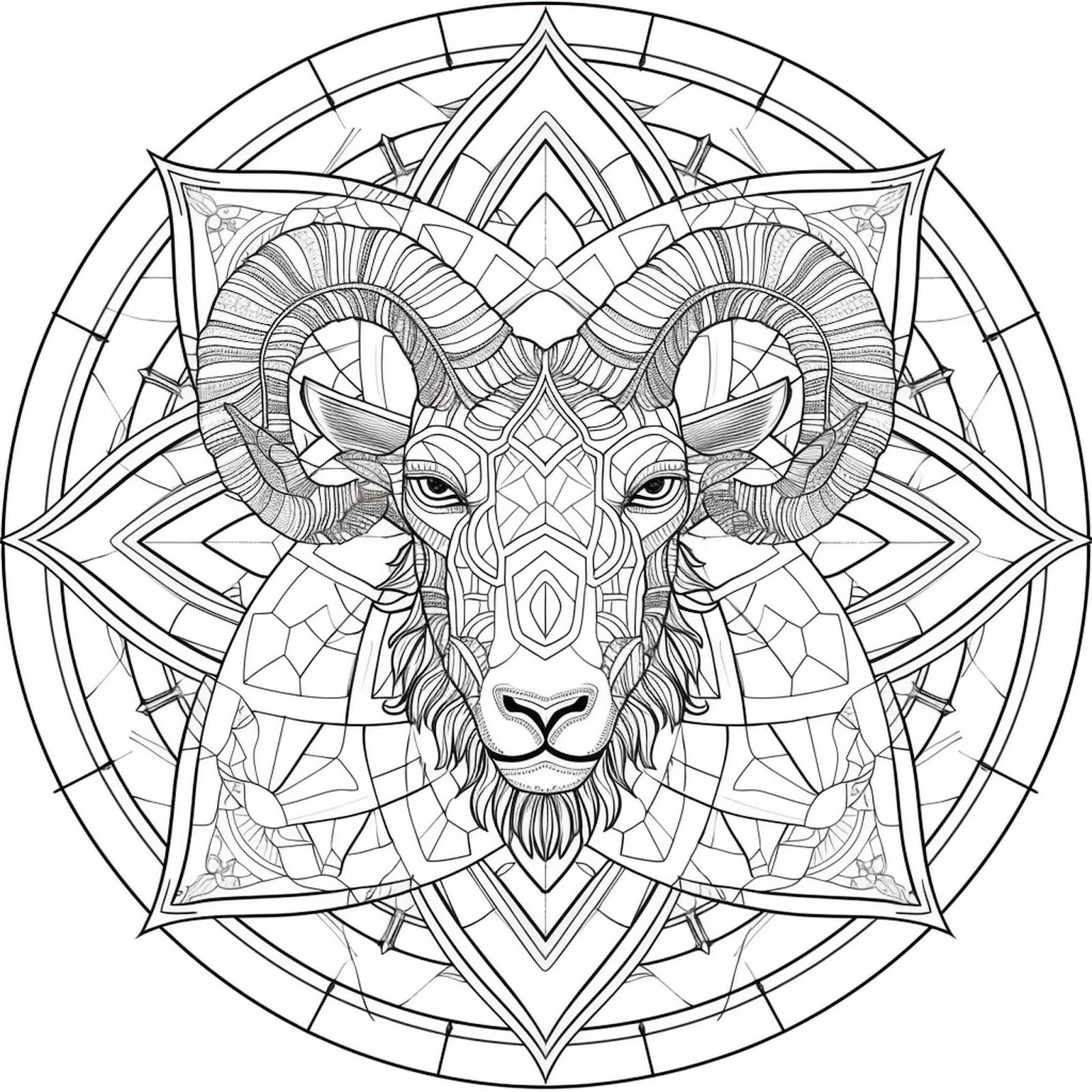 Aries Mandala Coloring Page