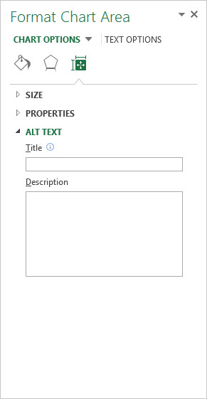 Screenshot of where to place alt text for an Excel graph