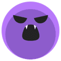 angry purple face with fangs