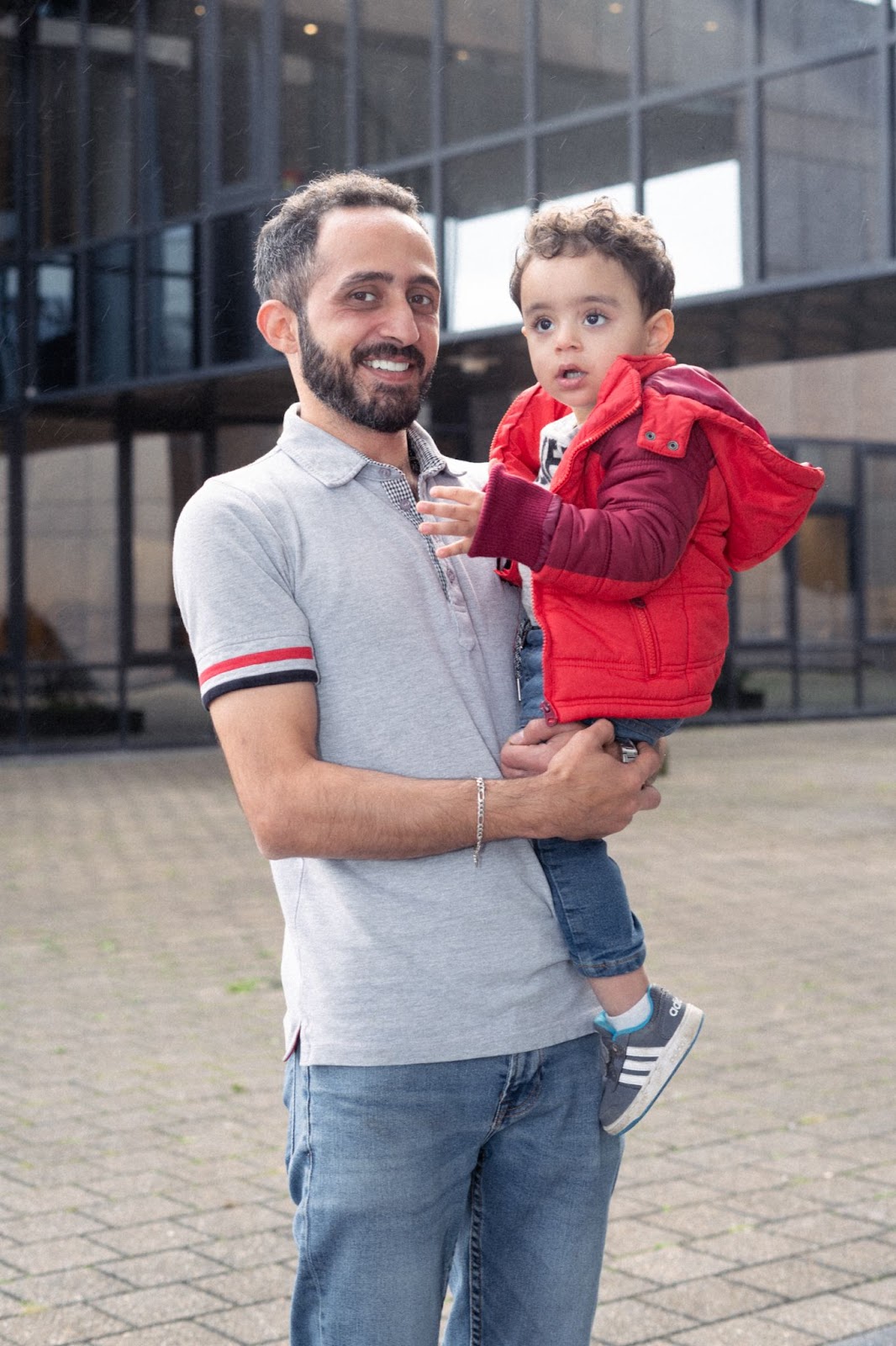 A picture of Ghassan, an architect specialized in interior design, and his son Issa.