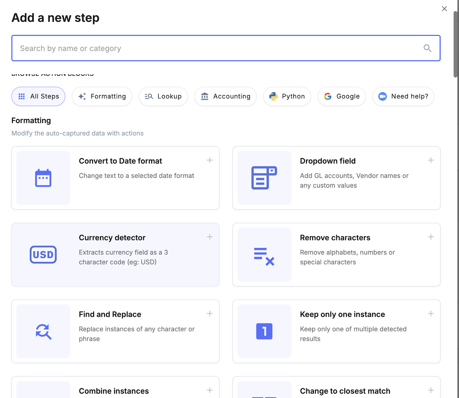 Adding advanced data actions in workflows - Nanonets