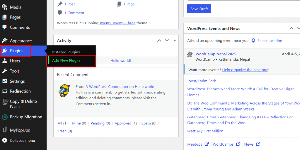 add new plugin wordpress