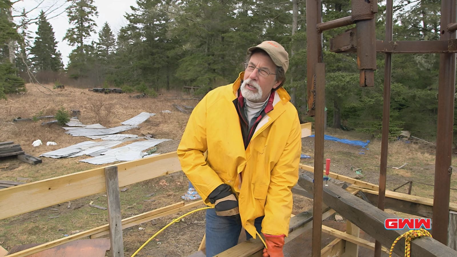 Rick Lagina, overseeing the work on Oak Island in his usual field attire.