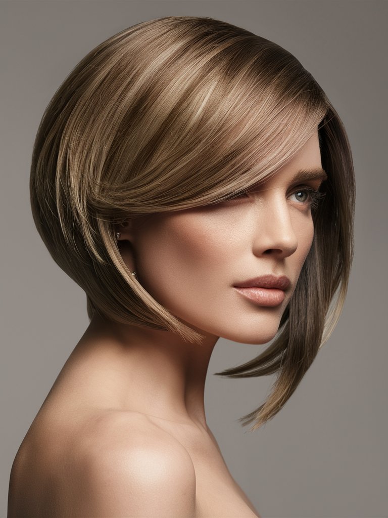 5. Short Sleek Bob with Side Fringe