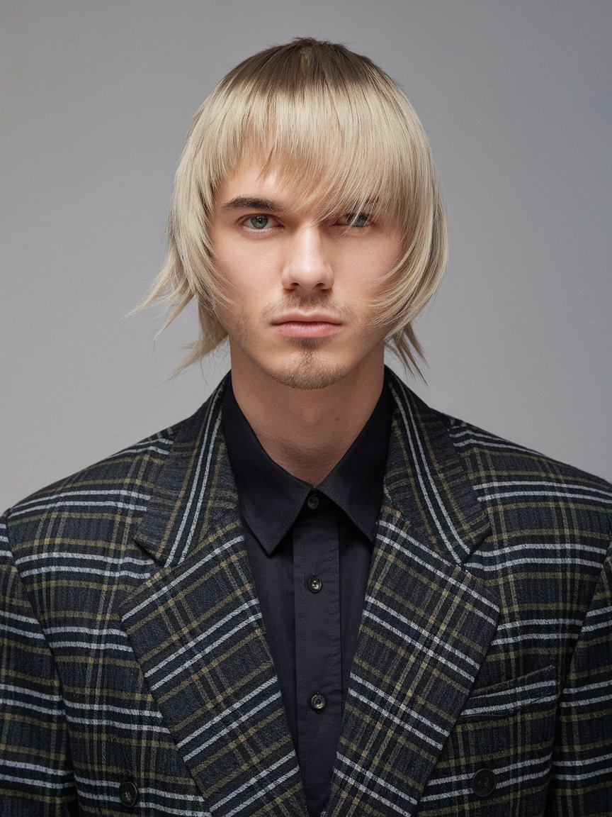 25. Blunt Cut with Long Bangs: Edgy and Modern