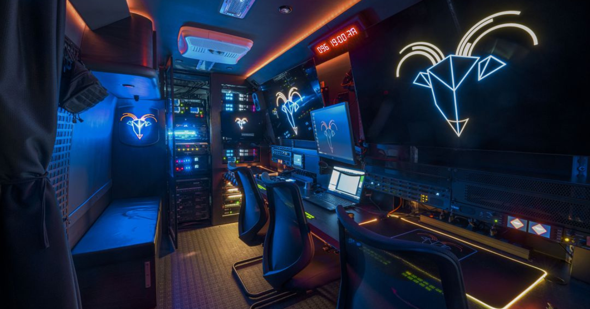 interior of a mobile production conversion van