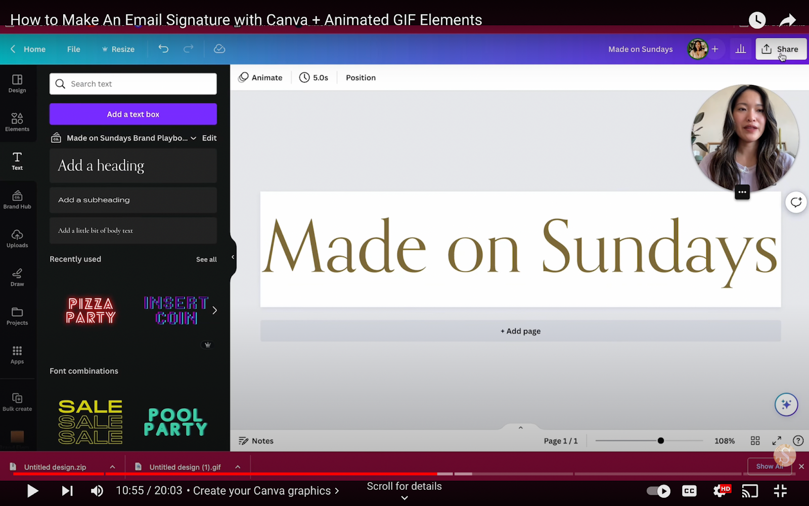 Creating an animated email signature with Canva - Step 5