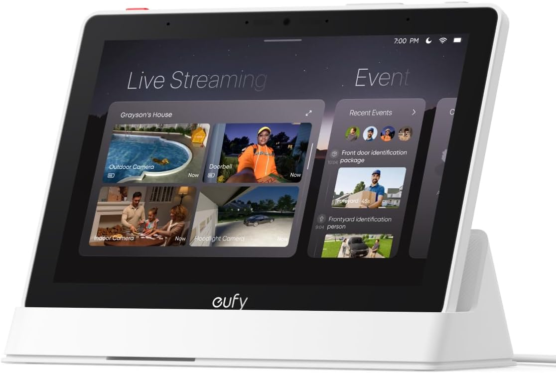Eufy Smart Display E10 showing Live Streaming and Event.