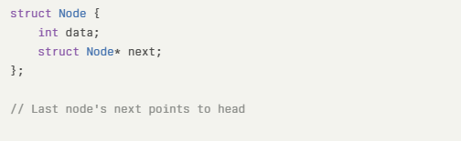 Example Structure for Singly Circular Linked List in C