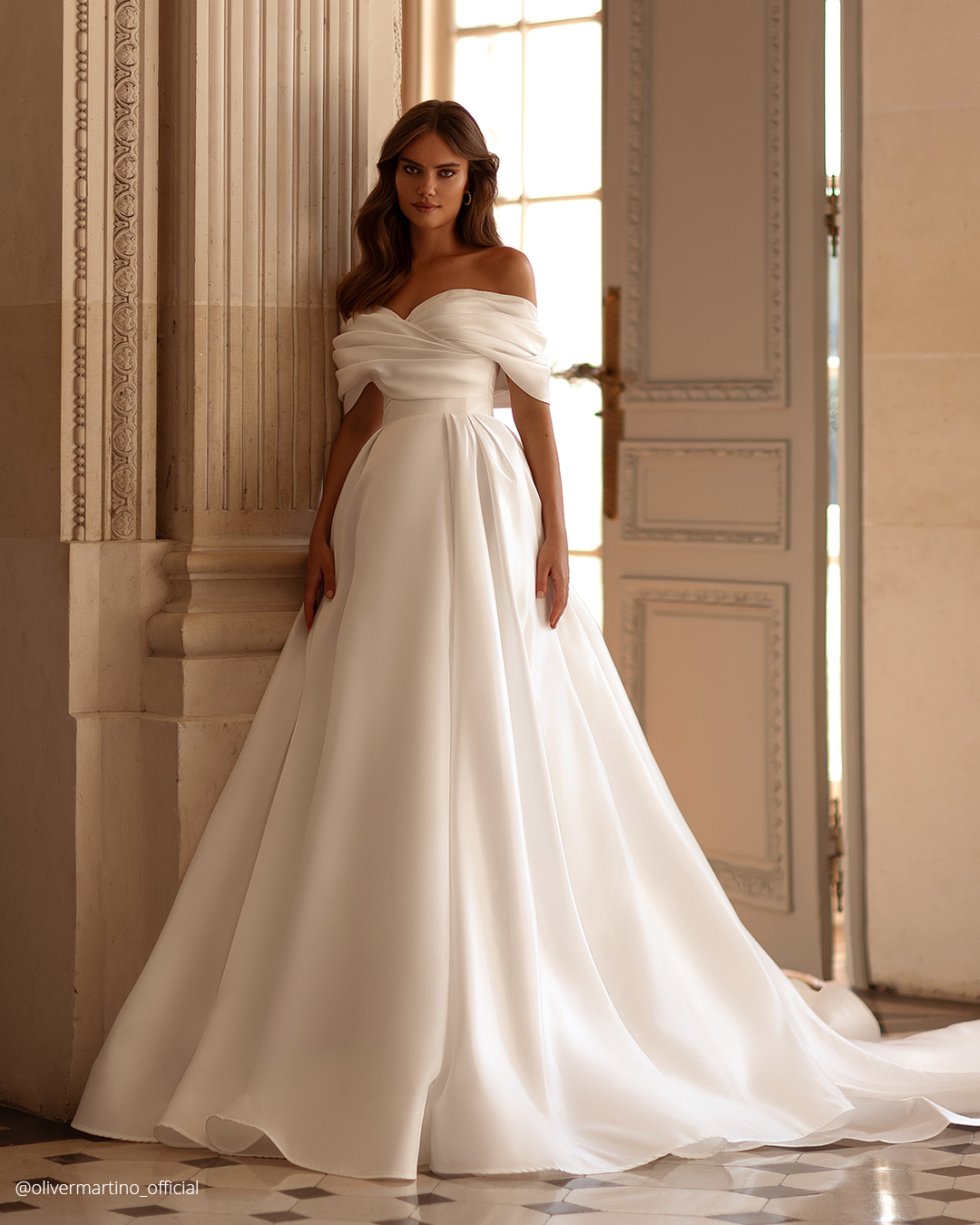 winter wedding dresses outfits simple off the shoulder oliver martino