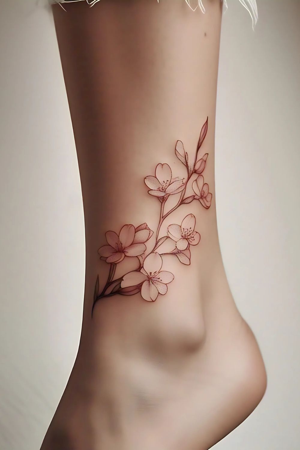 Red Cherry Blossom Tattoo