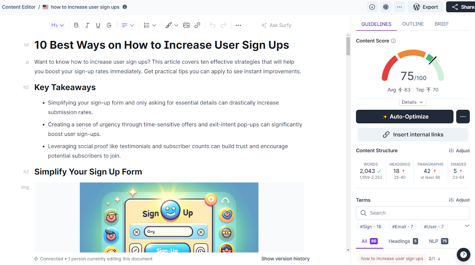 Surfer content generation example