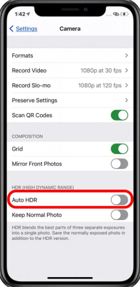 HDR iphone setting 