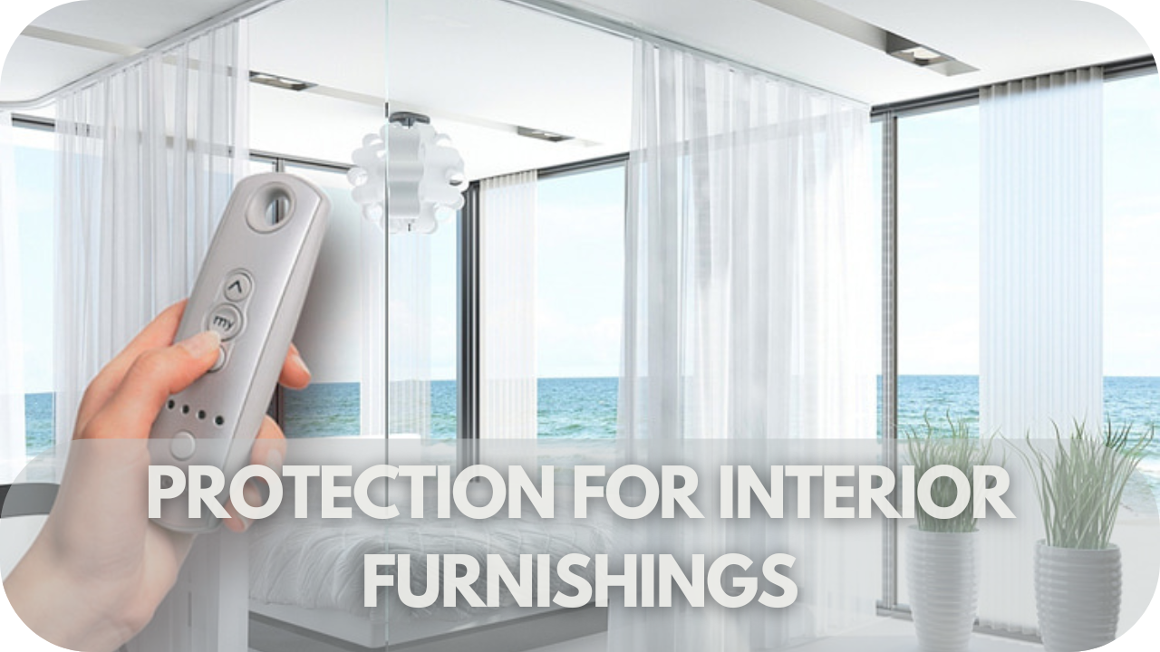 Motorised curtains shield your furniture from UV damage and keep interiors looking new.