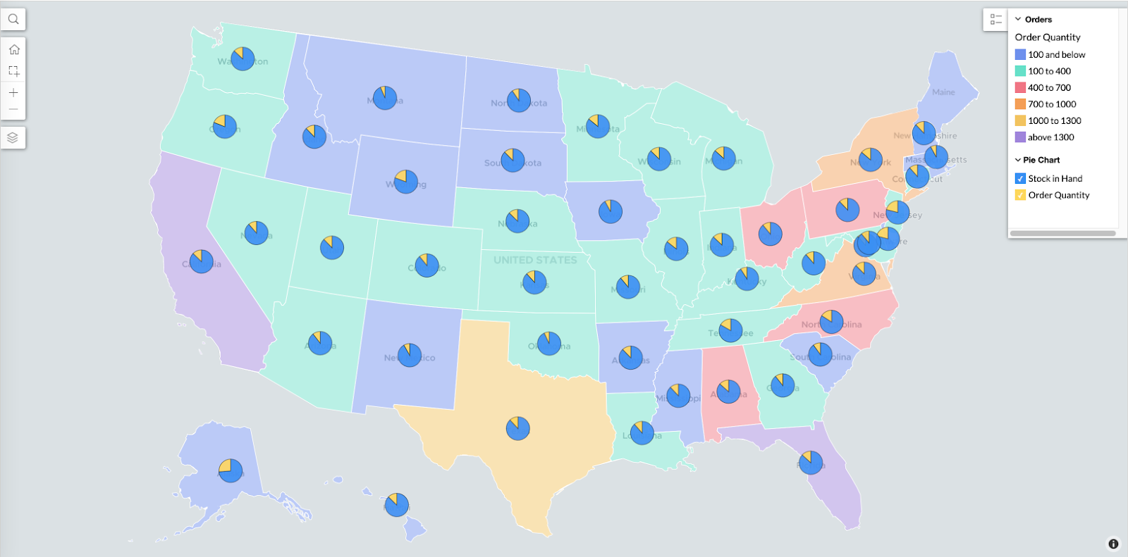 zoho analytics map of sales data