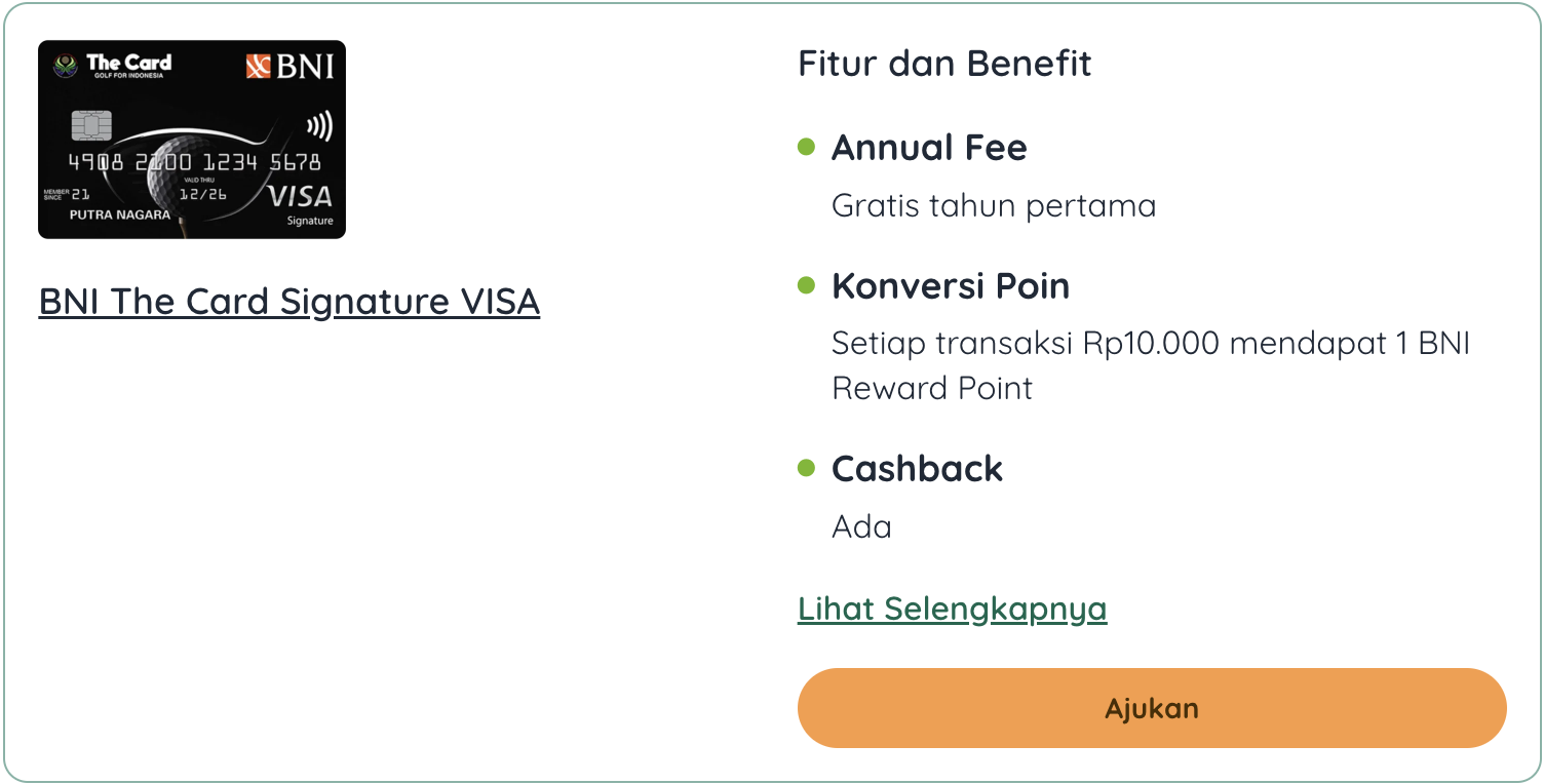 Ringkasan Kartu Kredit BNI The Card Signature (Tuwaga)