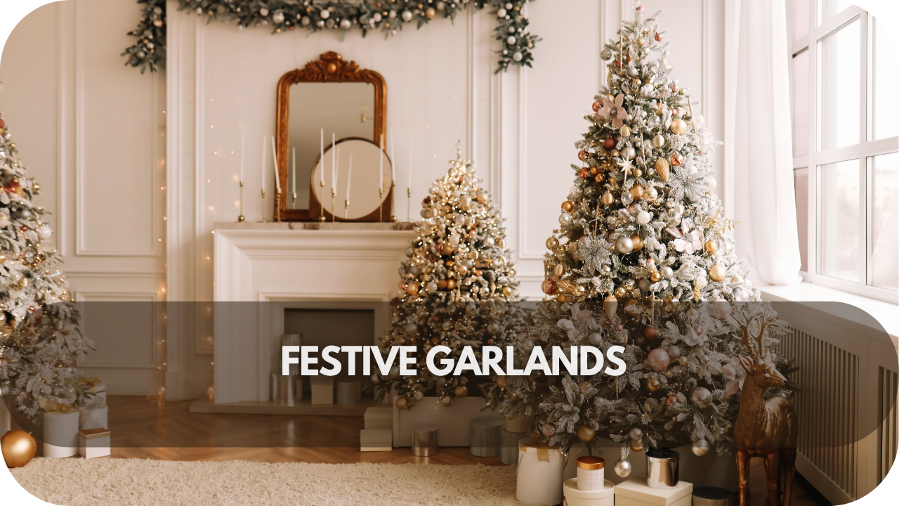 Decorative festive garlands to enhance window frames with holiday cheer.