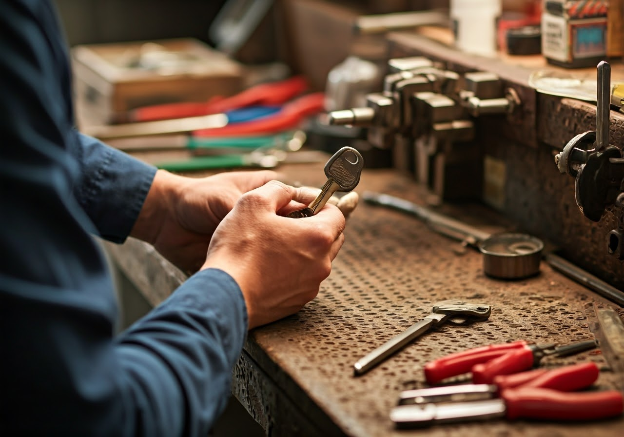 Locksmith at work in a workshop