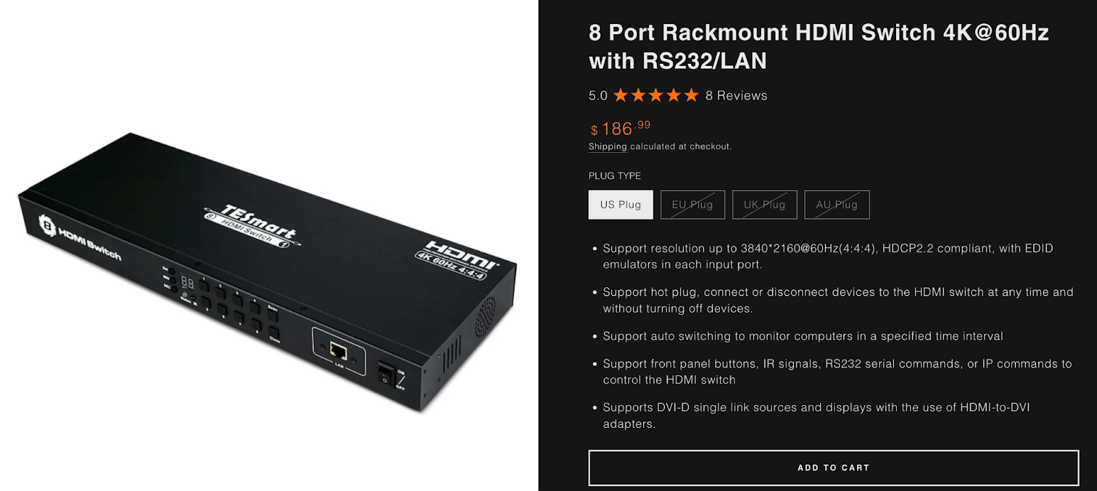 Screenshot of TESmart 8-1 T 60MHz switch - Best cost-effective HDMI switch.