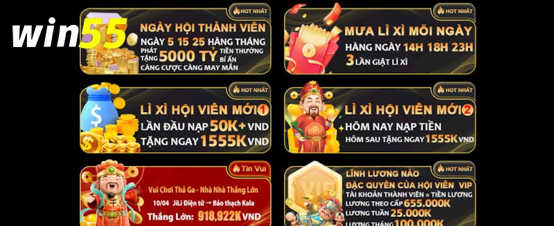 Khuyến mãi độc quyền tại Win55