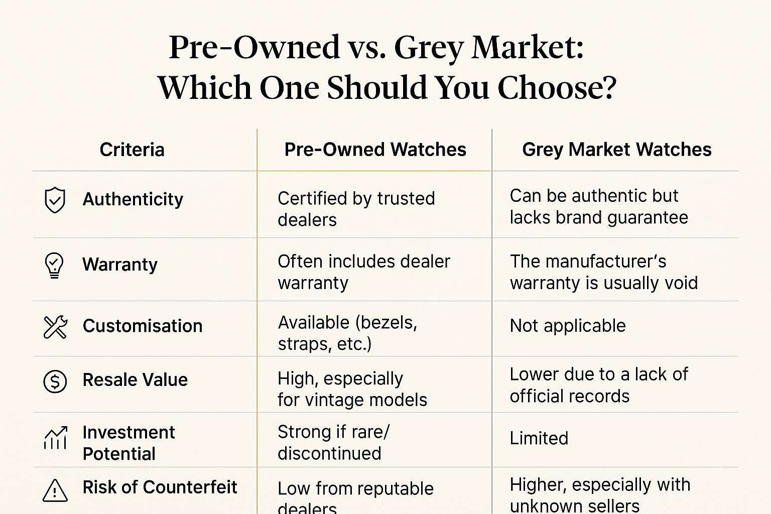 Pre-Owned Luxury Watch vs. Grey Market: Which One Should You Choose?
