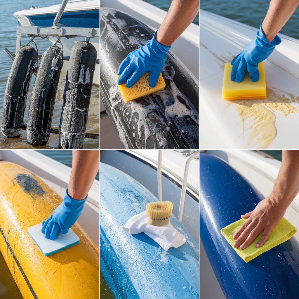 Step-by-step process for cleaning boat fenders