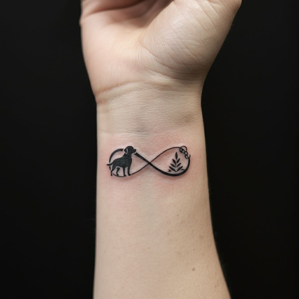 Infinity Symbol with Labrador Silhouette tattoo
