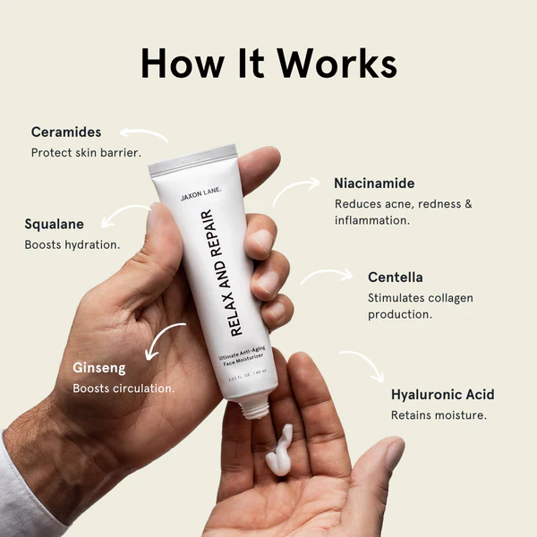Image of Relax and Repair product and ingredients in the product