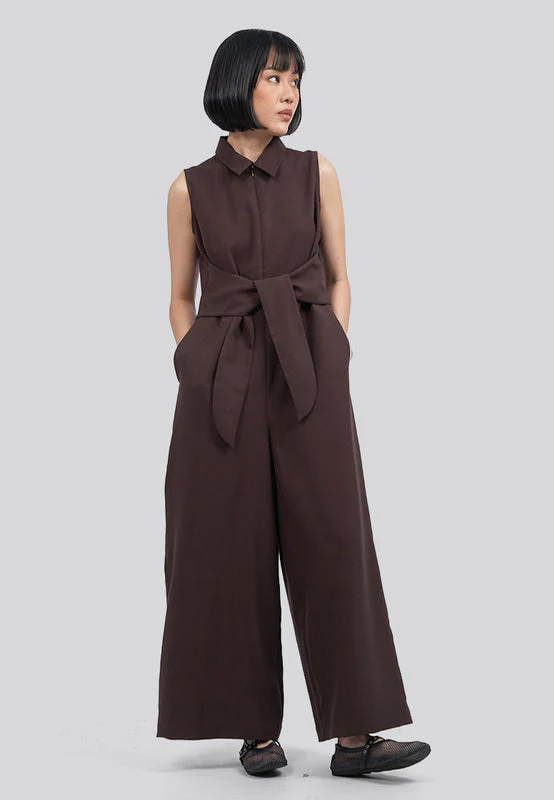 Belted Sleeveless Jumpsuit