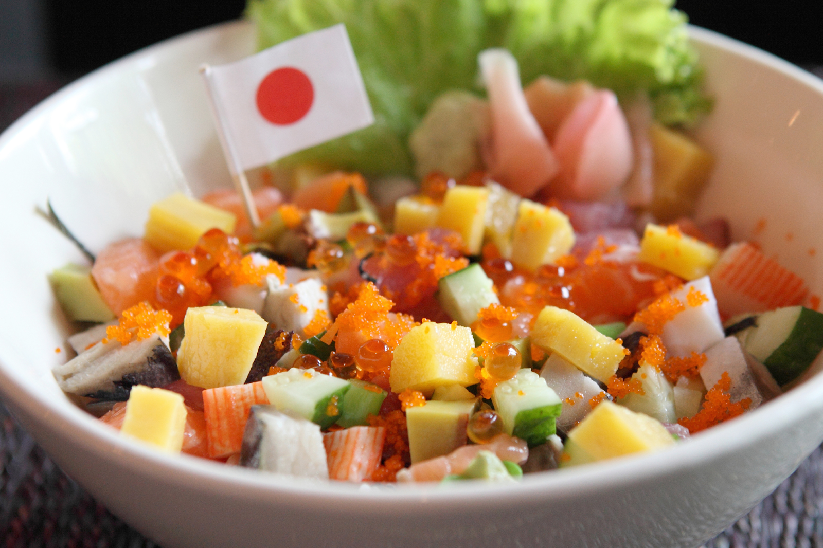 poke bowl with fish roe