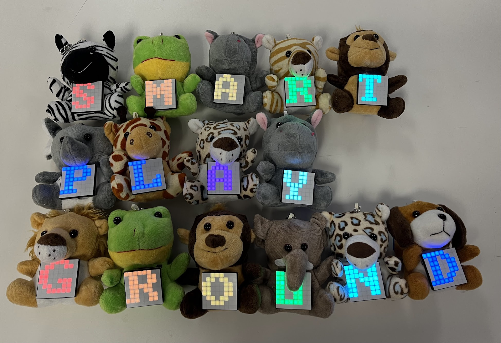 Smart Playground stuffed animals with LED screens