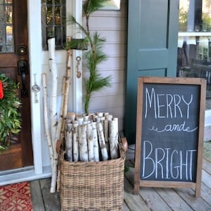 White Birch Logs and Chalkboard 