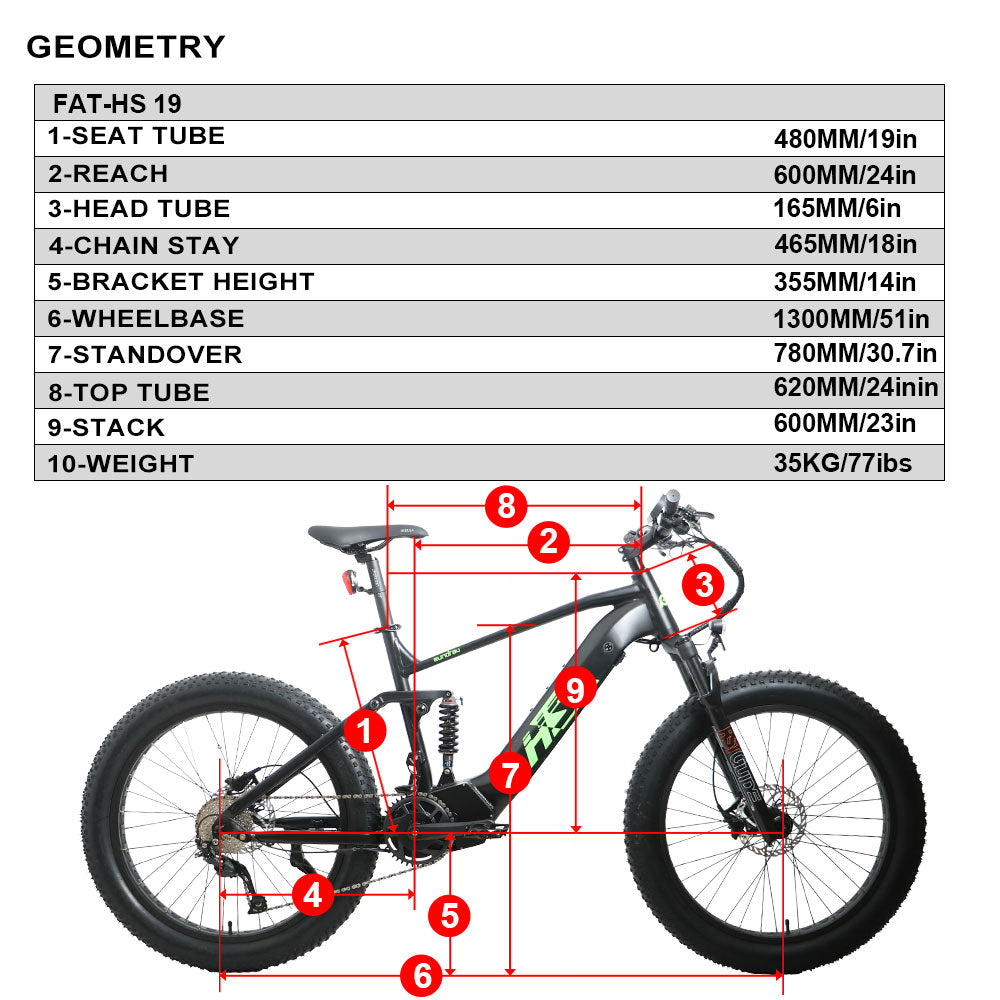 Eunorau FatHS Mountain Electric Bike 19 specs