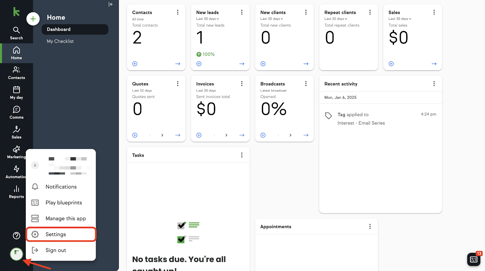 profile settings