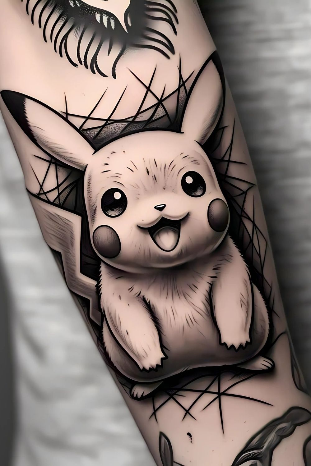 Pikachu Tattoo Black and White