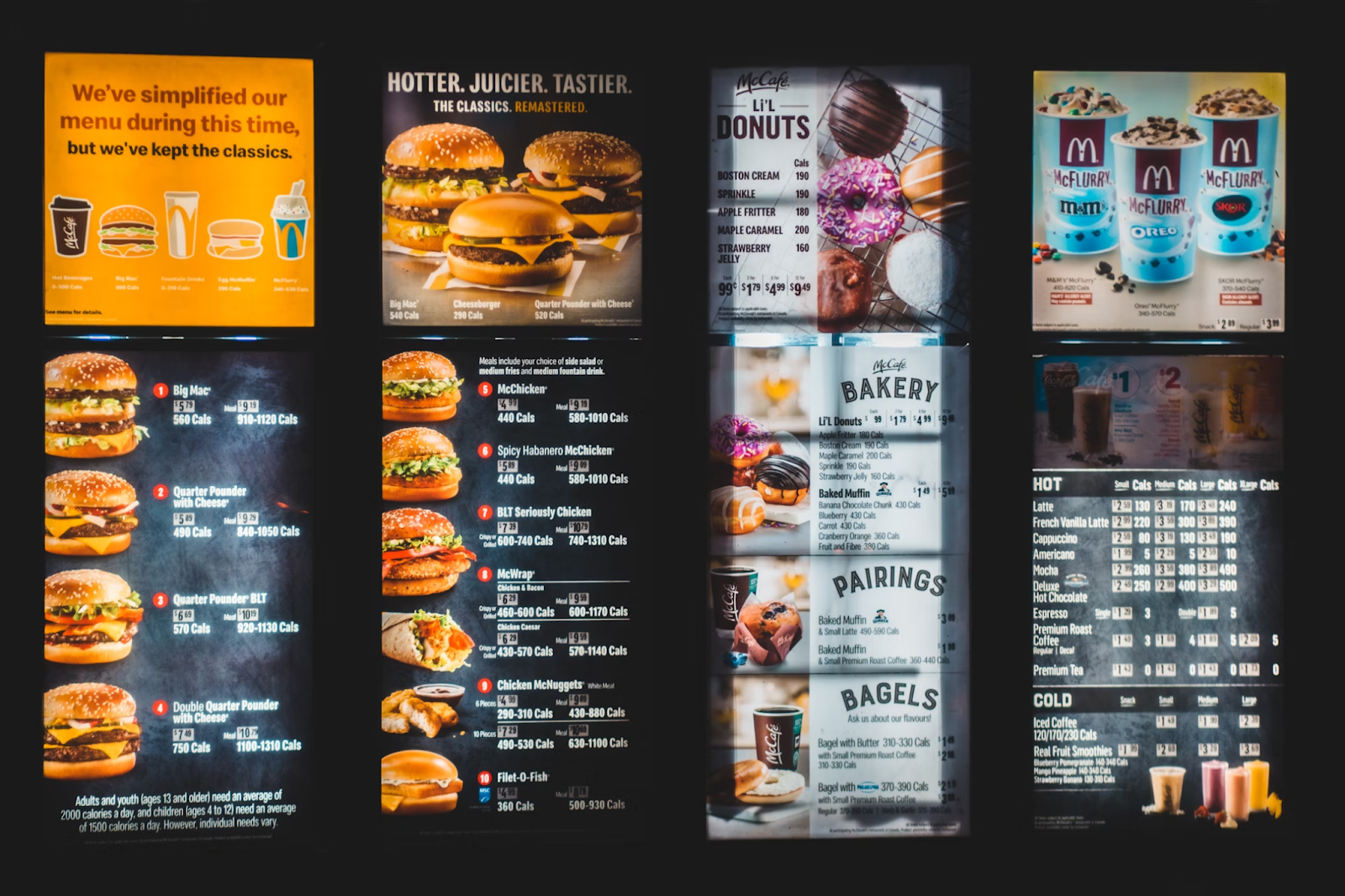 Restaurant menu display screen from Mcdonald’s drive-thru | Photo by Erik Mclean from Unsplash