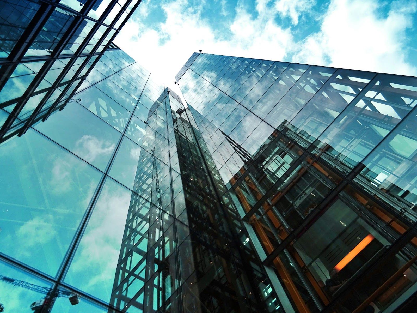 Flat bulding image with Reflective Glass Windows in blue sky