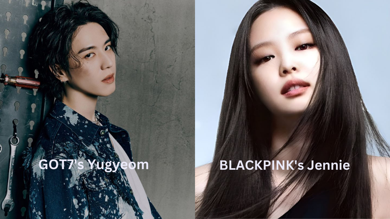 This is a picture of GOT7's Yugyeom and BLACKPINK's Jennie