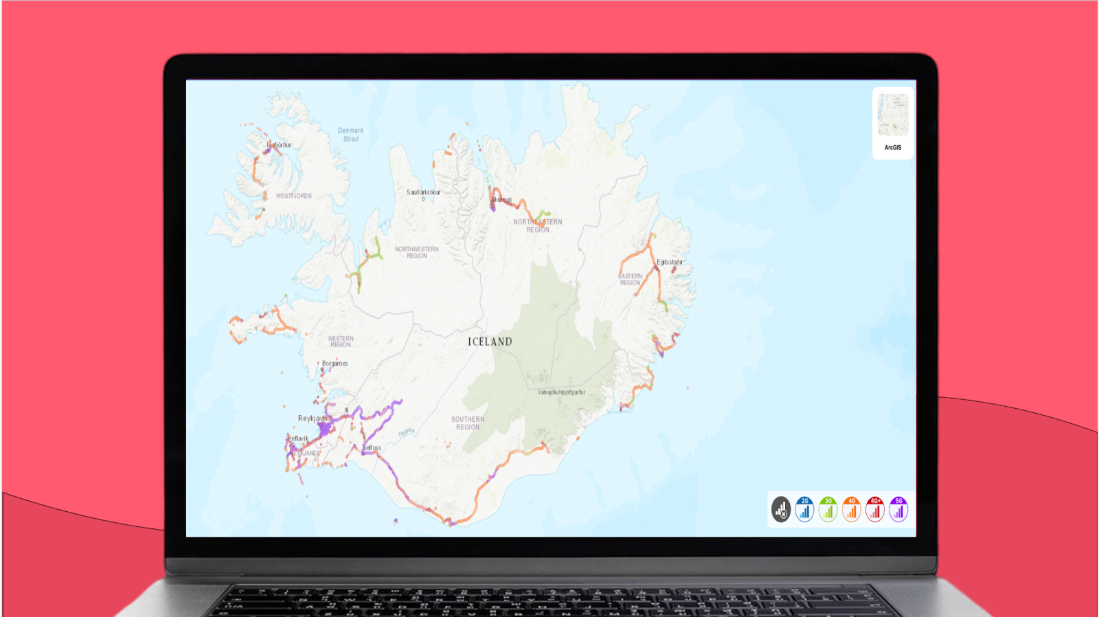 Mapa zasięgu: Islandia roaming