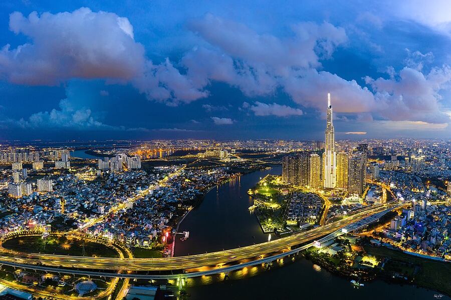 Saigon Bridge and Landmark 81 Building at night. Source: Wikipedia