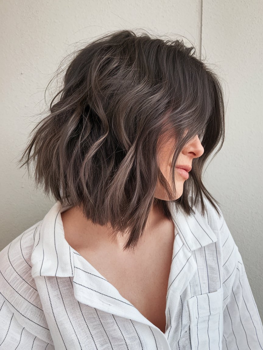 44. Textured Lob with Balayage