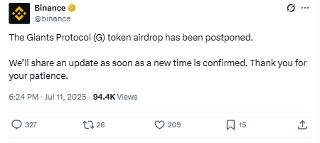 Giants Protocol Airdrop टला, कब तक करना होगा इंतज़ार